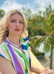 Freshwater Pearls with Lapis Necklace JN028-2