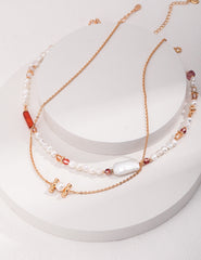 Strawberry Quartz With Baroque Pearl Necklace-1