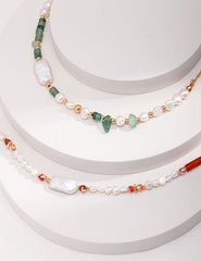 Strawberry Quartz With Baroque Pearl Necklace-2