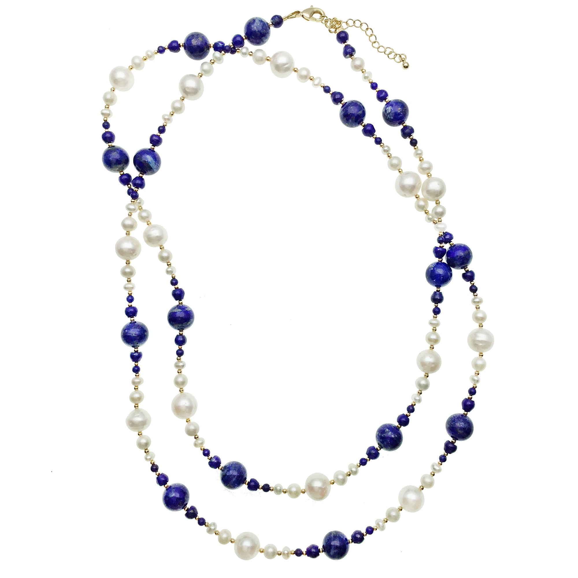 Freshwater with Lapis Multi-Way Necklace DN209-1