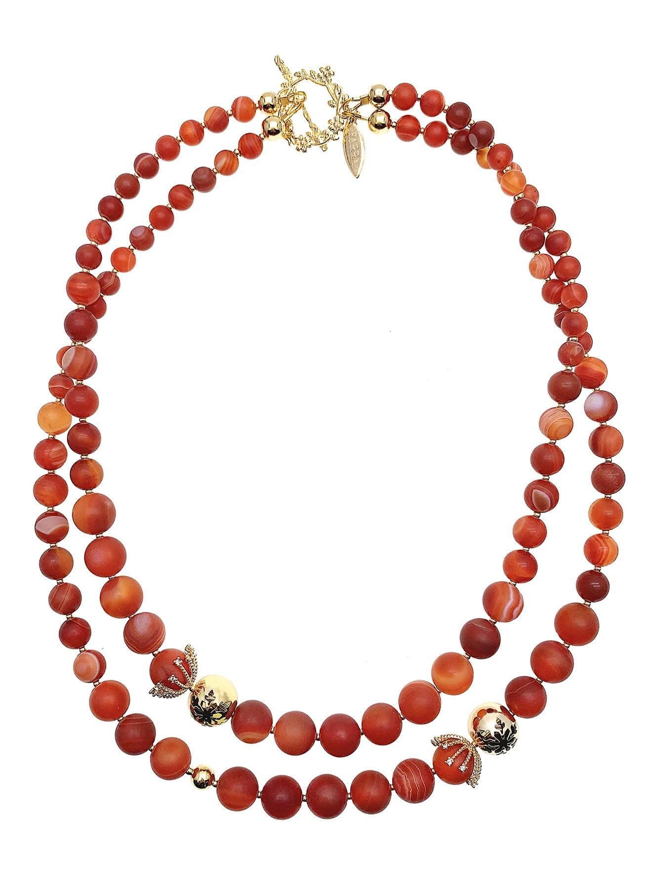 Red Agates Double Strands Stunning Necklace HN033-0