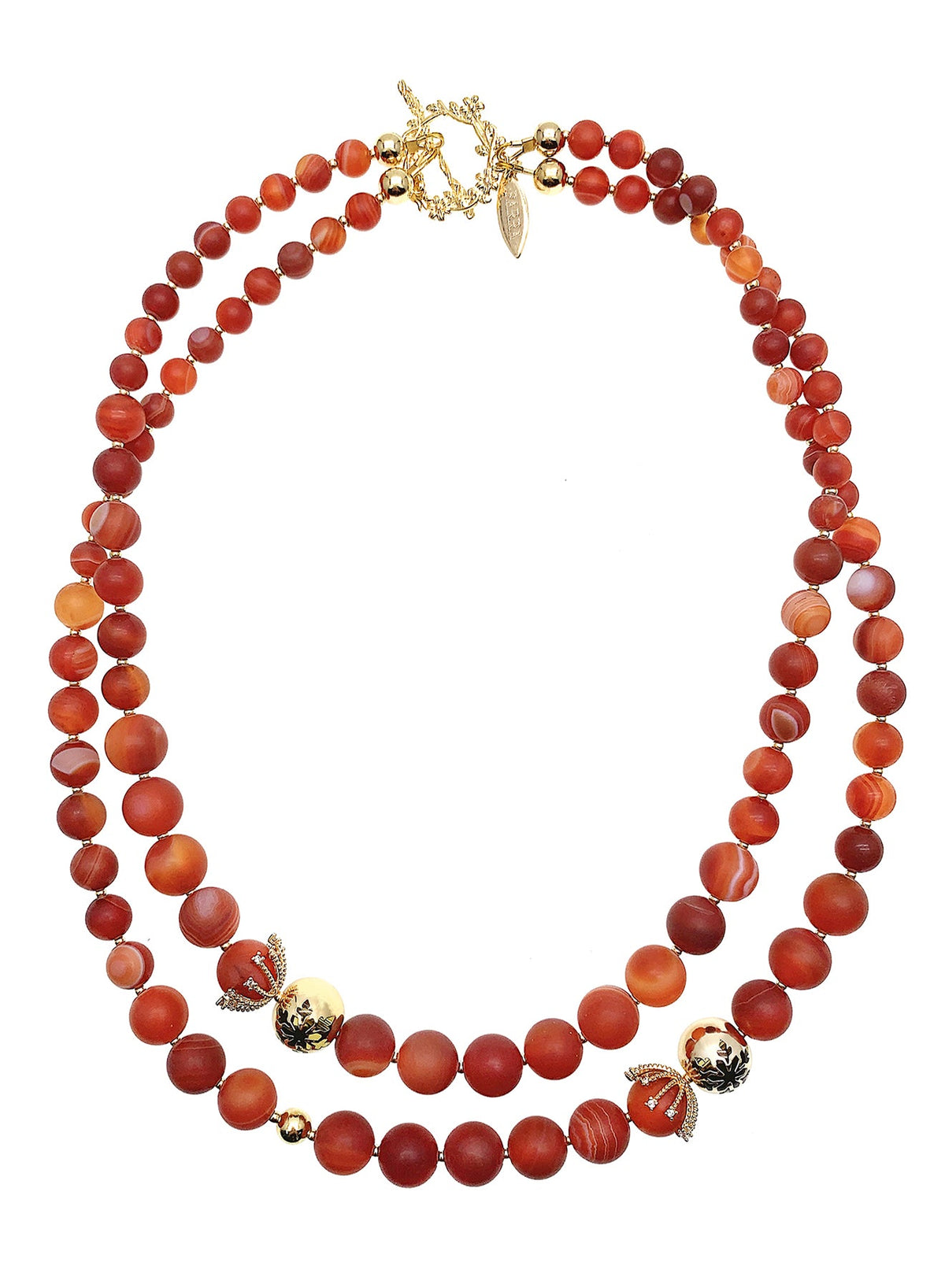 Red Agates Double Strands Stunning Necklace HN033-0