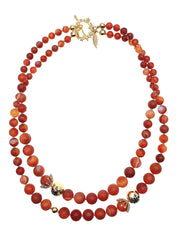 Red Agates Double Strands Stunning Necklace HN033-0