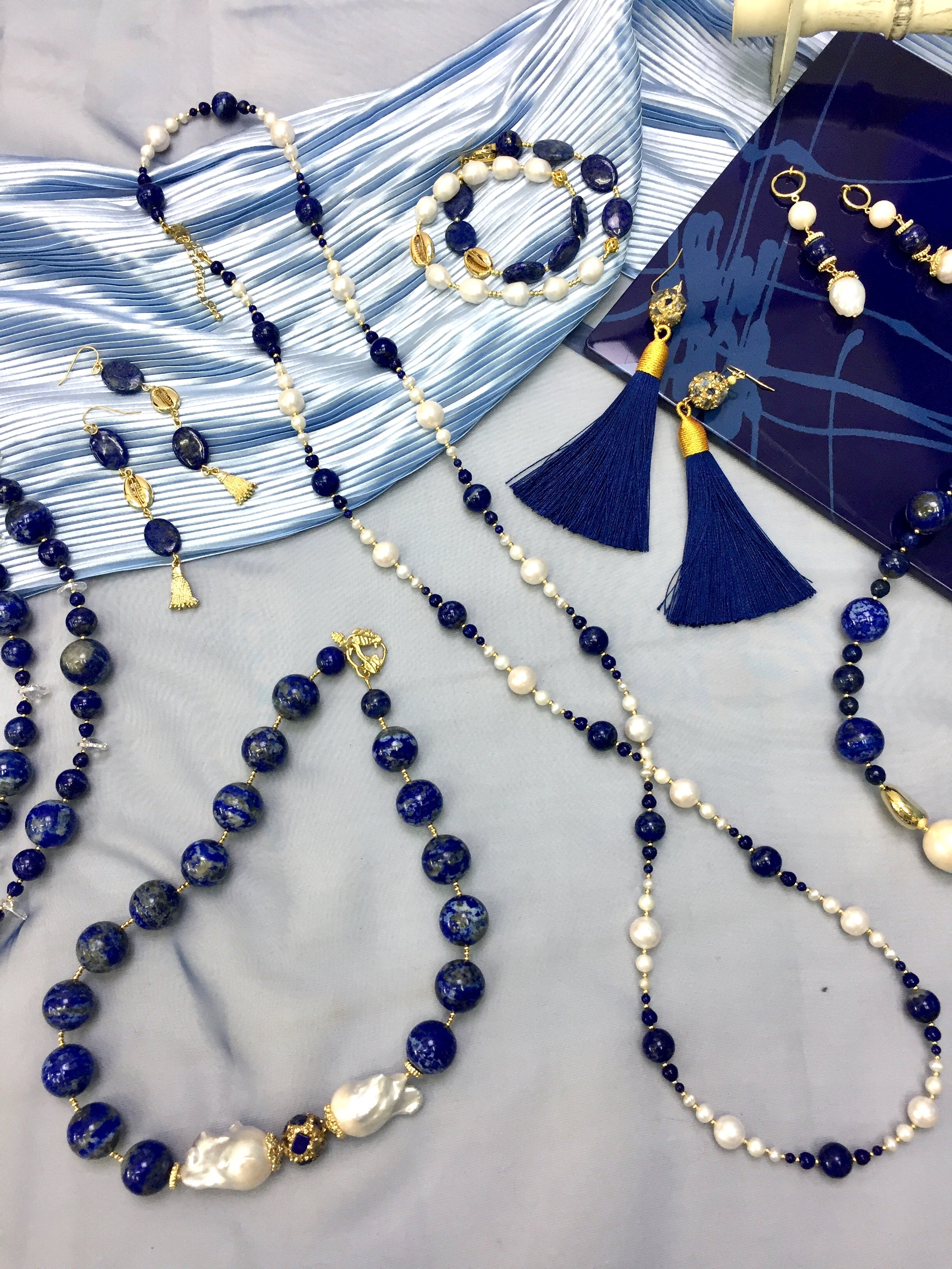 Freshwater with Lapis Multi-Way Necklace DN209-2