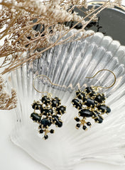 Bohemian Style Black Agate Earrings KE032-0