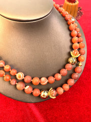 Red Agates Double Strands Stunning Necklace HN033-3