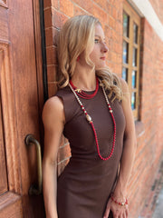 Freshwater Pearls With Bamboo Coral And Baroque Pearl Long Necklace HN035-0