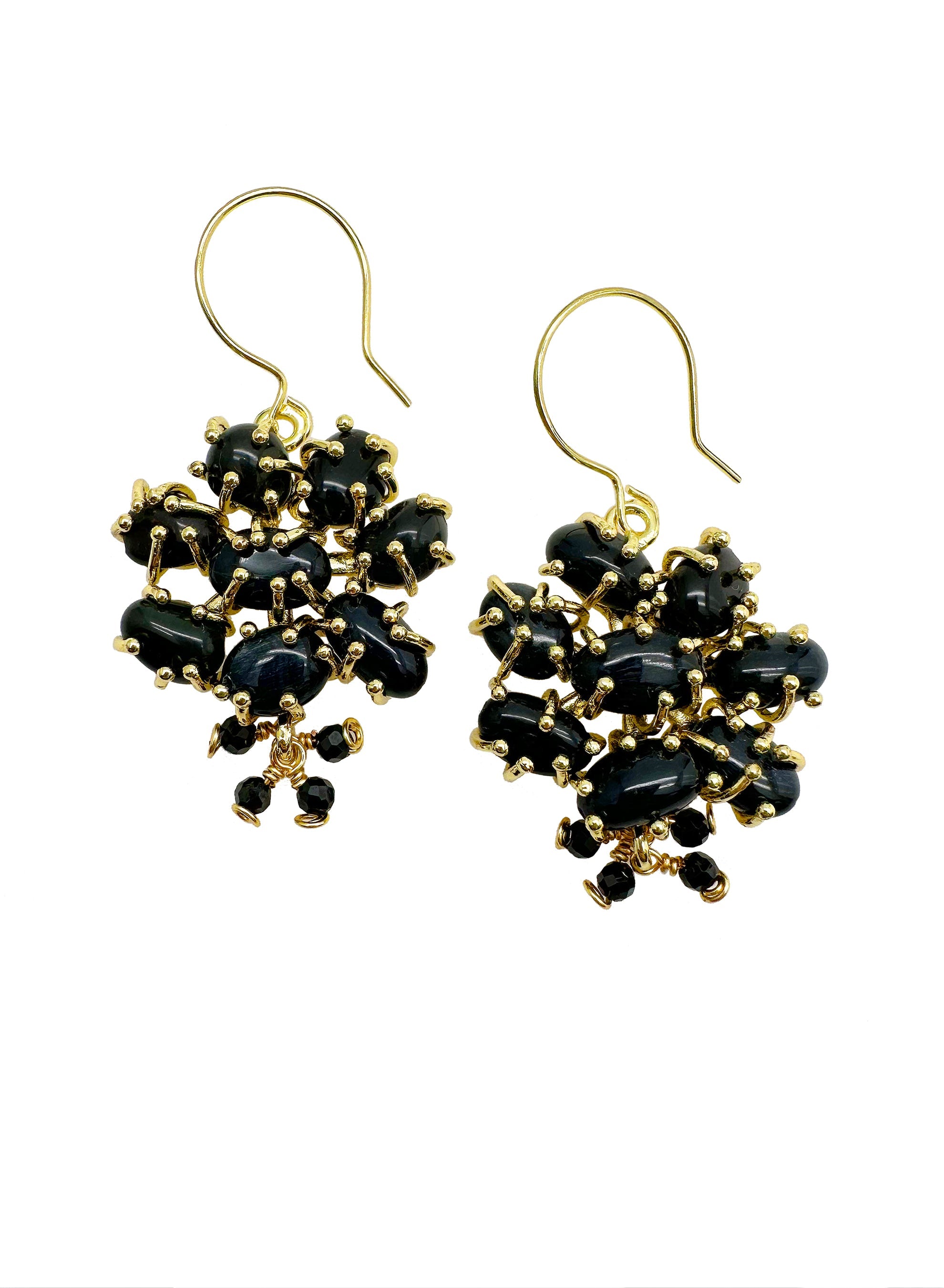 Bohemian Style Black Agate Earrings KE032-2
