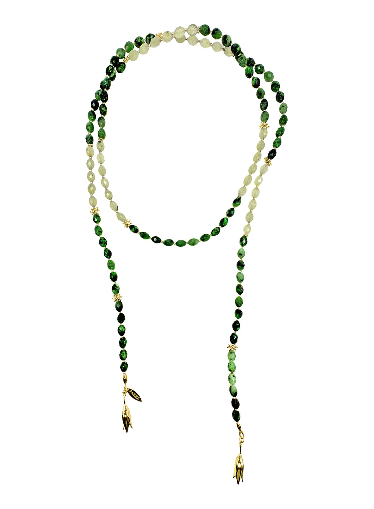 Green Gemstones Beaded Open-Ended Versatile Long Necklace LN052-0