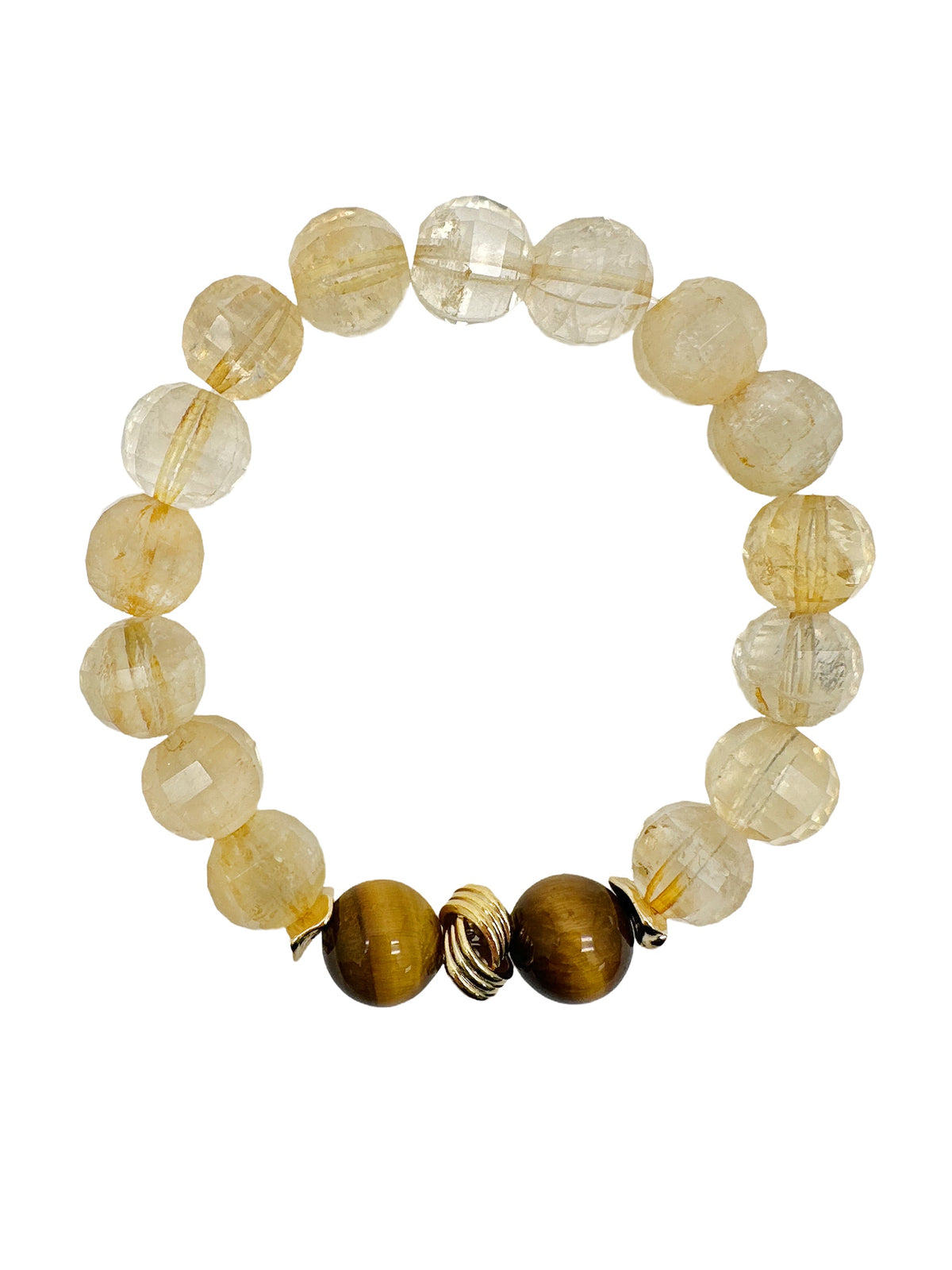 Natural Citrine With Natural Tiger-Eye Stone Men's Bracelet MEB08-0