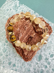 Natural Citrine With Natural Tiger-Eye Stone Men's Bracelet MEB08-1