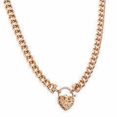 18ct Heavy Rose Gold Plated Euro Chain Necklace with a Filigree Locket - USA Made-2