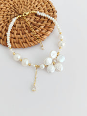 Natural Baroque Pearl Petal Bracelet-3